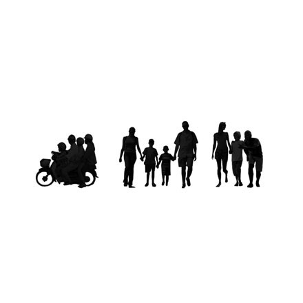 Silhouettes familles en voyage